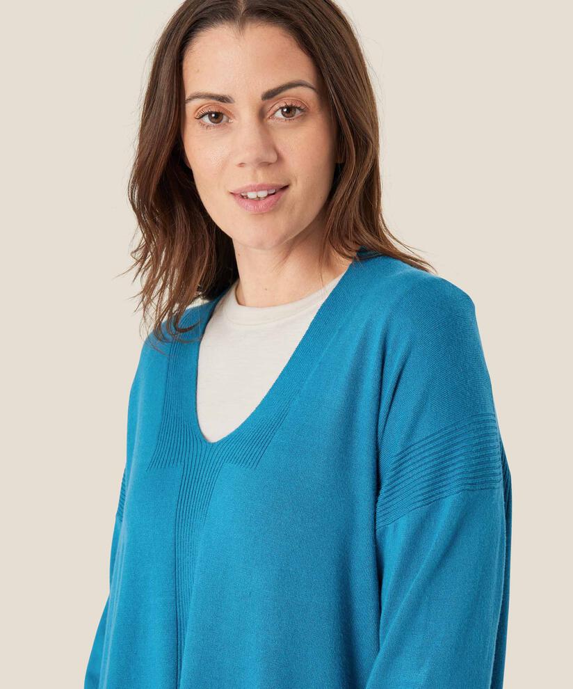 Strickpullover mit Rippdetails, Celestial