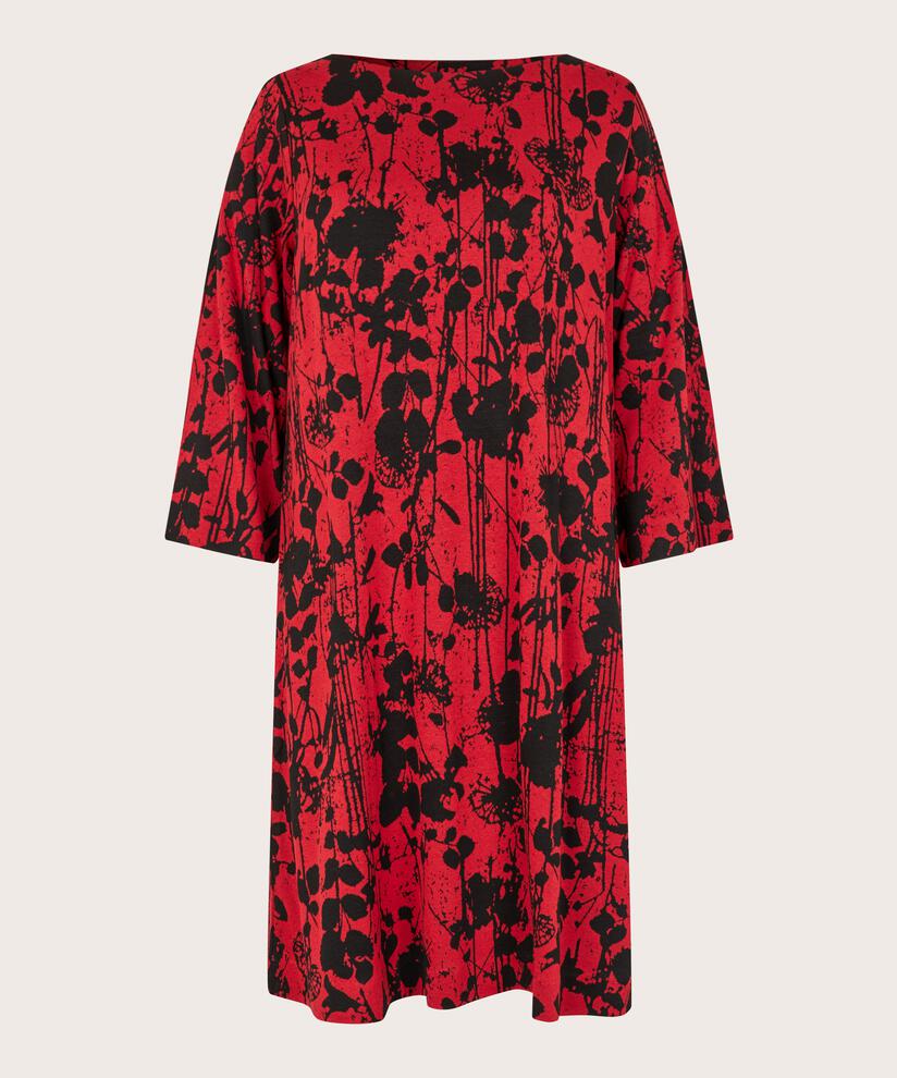 geblümtes Jerseykleid mit 3/4-Ärmeln, Scarlet Sage