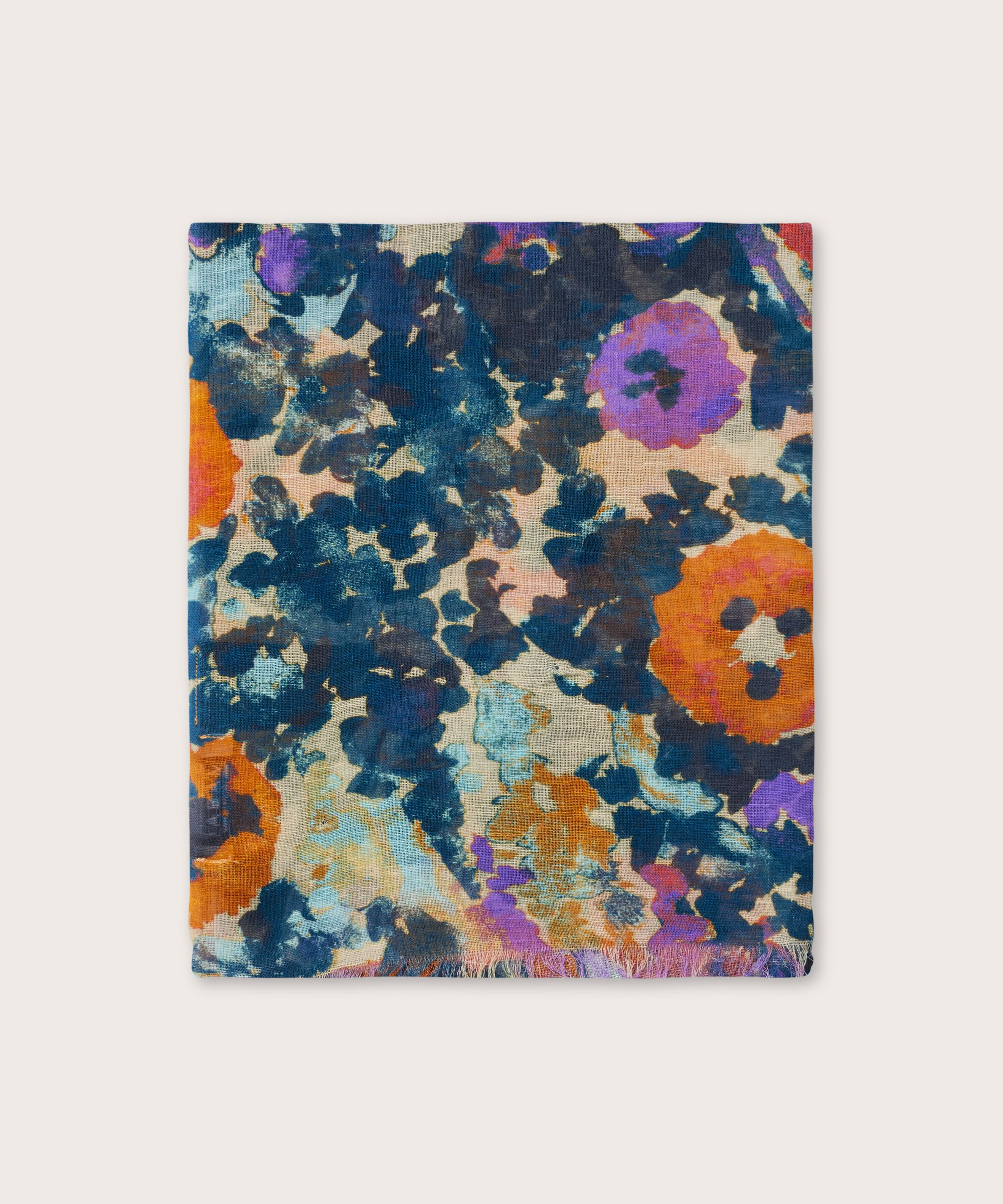 Schal mit Blumenmuster aus Baumwollmix, Meadow Violet