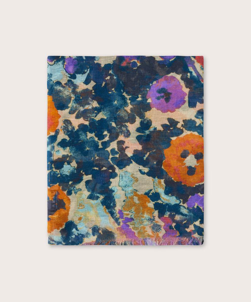 Schal mit Blumenmuster aus Baumwollmix, Meadow Violet