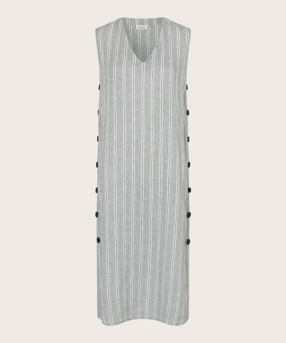 Gestreiftes Leinenkleid mit Knopfdetail an den Seiten, Bog