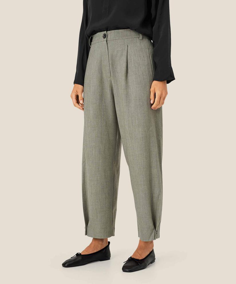 Gewebte Hose Mit Stretch Und Knopfdetail Am Bein, Vetiver
