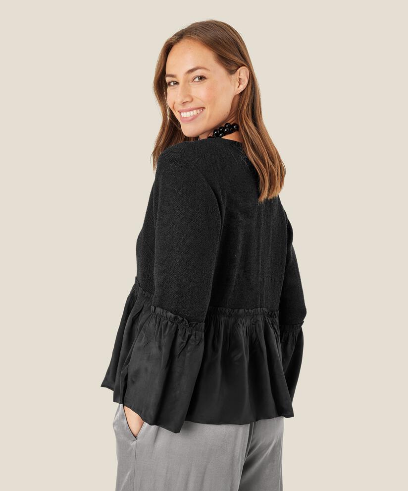 Bouclé-Jacke mit angenähten Enden, Black