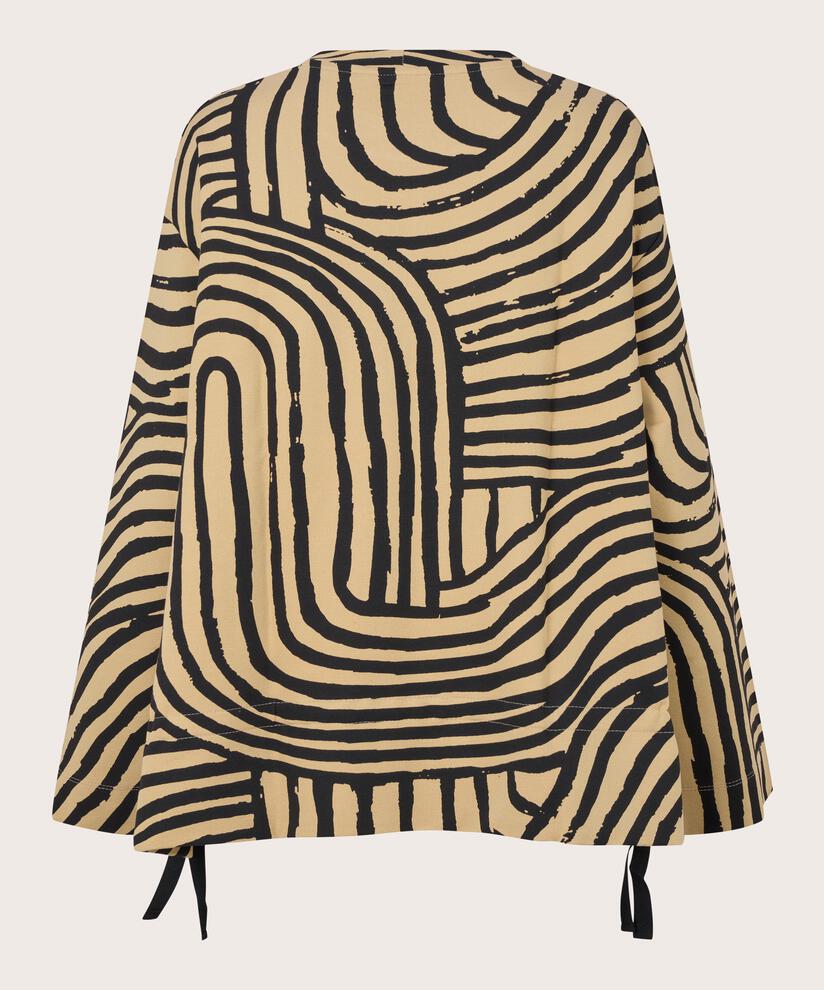 bedrucktes Jersey-Top mit Bindedetail, Travertine