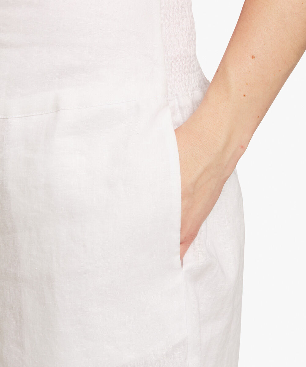 Leinenshorts Mit Gesmoktem Gummizug Hinten, White