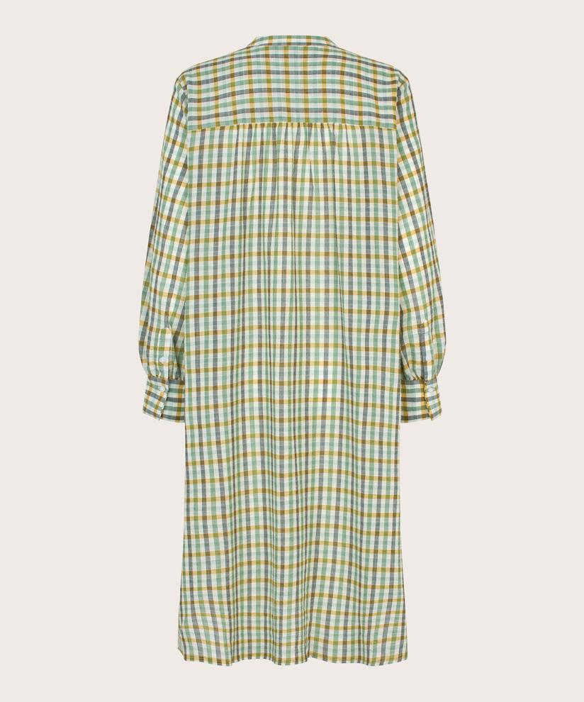 kariertes Baumwollkleid mit Knopfleiste, D. Grass Green