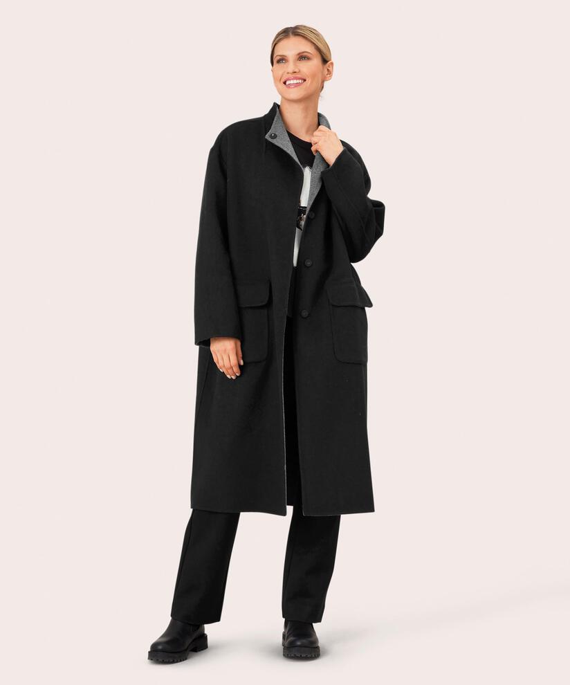Tora Wollmantel, Black/m.grey.m