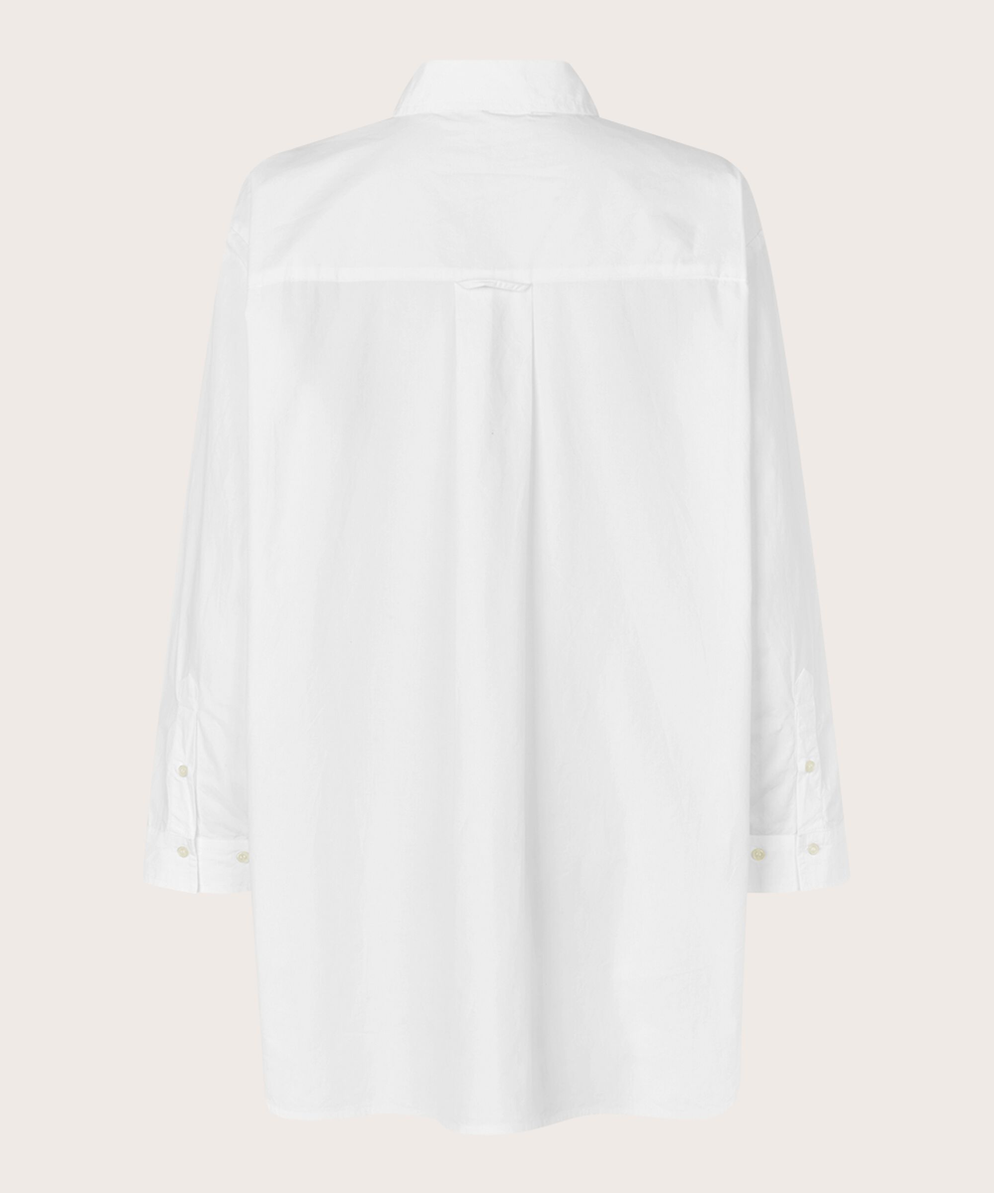 Baumwollhemdbluse Mit Abgerundeten Kanten Und Längerem Rücken, White