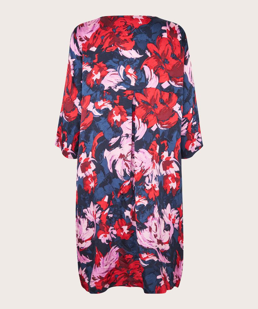 Kleid aus glänzender Viskose mit Eingrifftaschen, Scarlet Sage