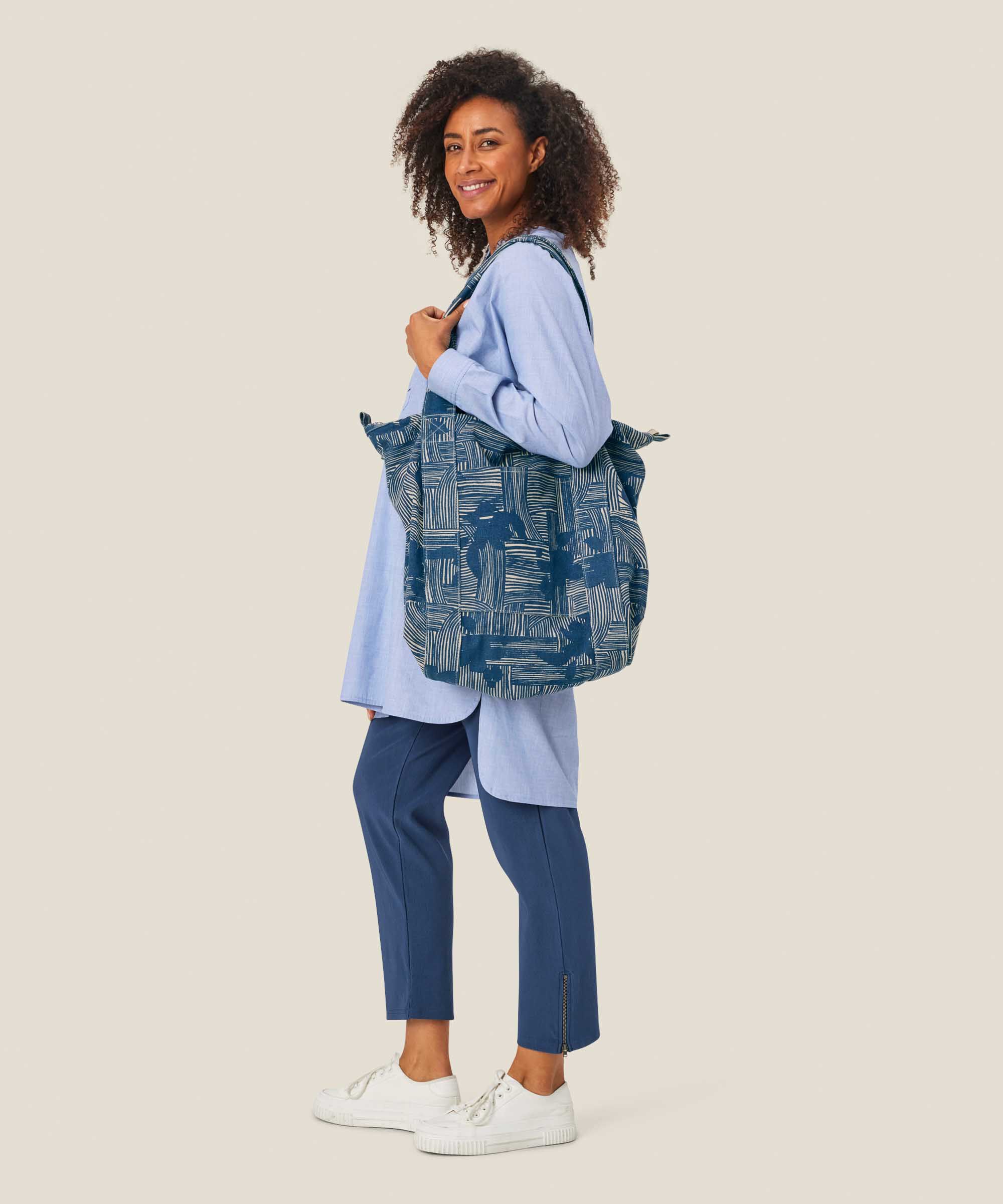 Großer Canvas-Shopper mit Reißverschluss, Sargasso Sea