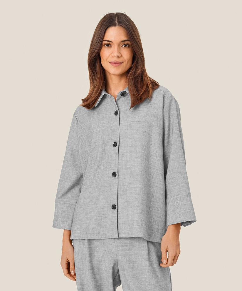 Hemdjacke mit Dreiviertelärmeln, L. Grey mel.
