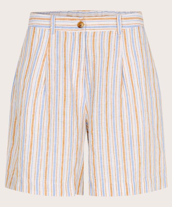 gestreifte Leinenshorts mit Gummizug auf der Rückseite, Inca Gold