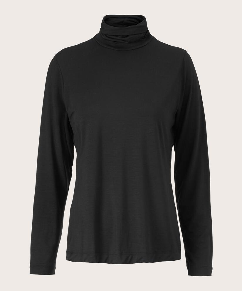 Rollkragenshirt aus Lyocell-Mix, Black