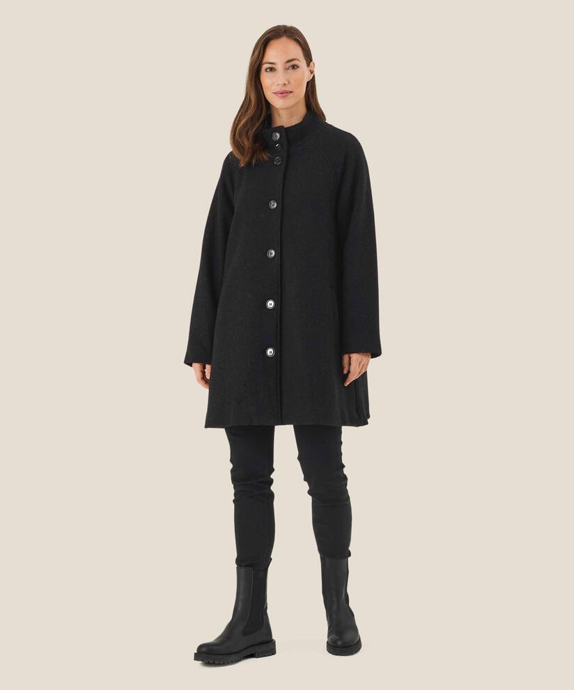 Mantel aus Wollmischung, Black