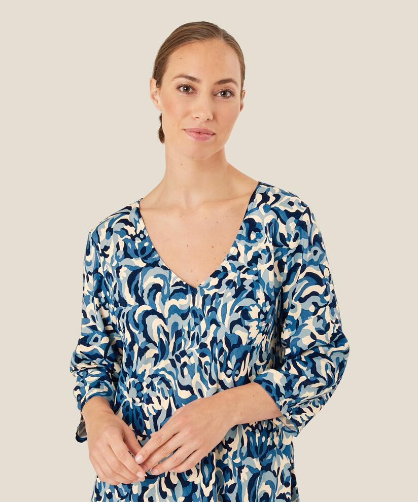 gemustertes Kleid mit Dreiviertelärmeln, Ashley Blue