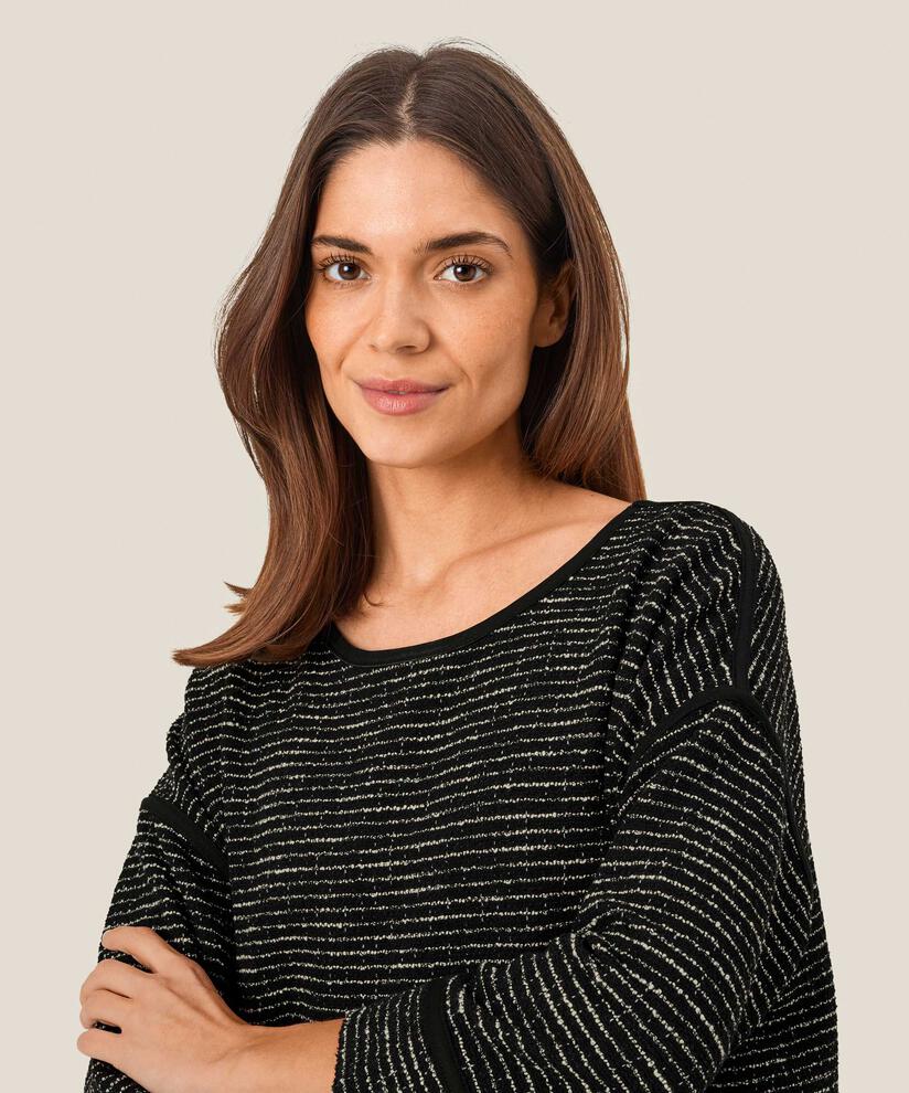 Shirt mit 3/4-Ärmeln aus strukturiertem Jersey, Black
