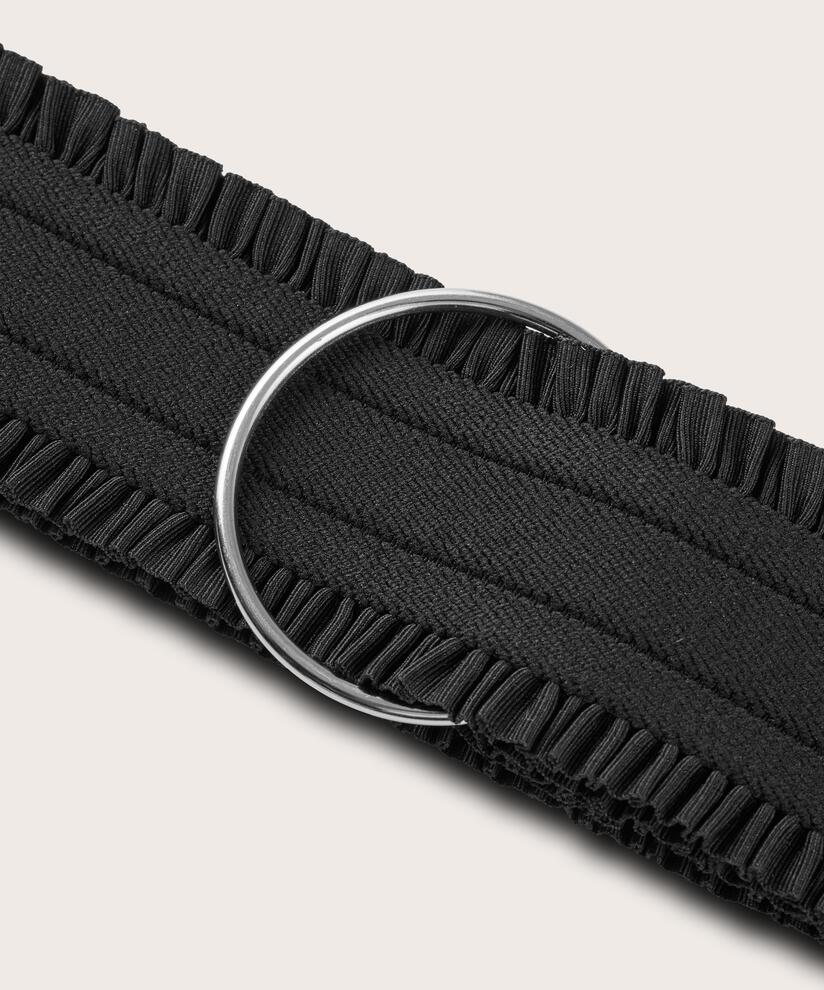 elastischer Gürtel mit silberner Schnalle, Black
