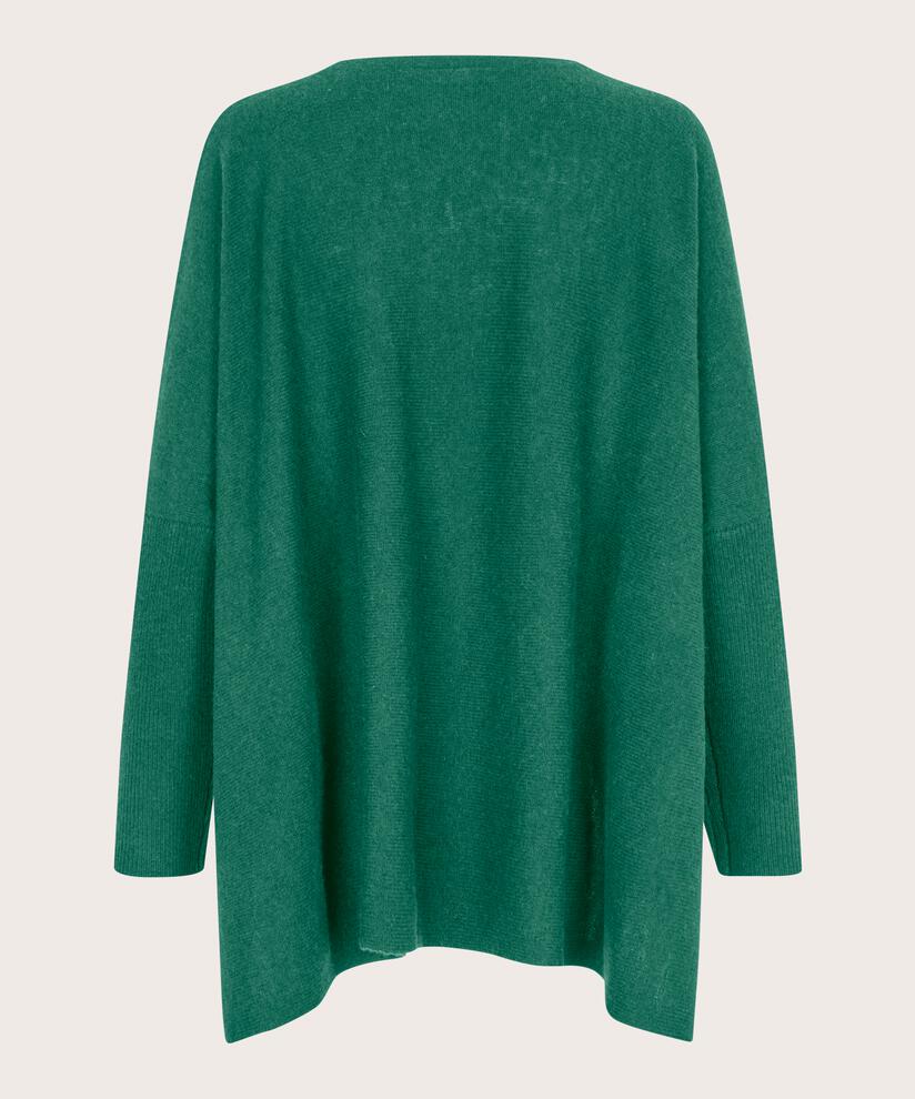 Oversize Wollstrickpullover mit Rundhals, D. Grass Green