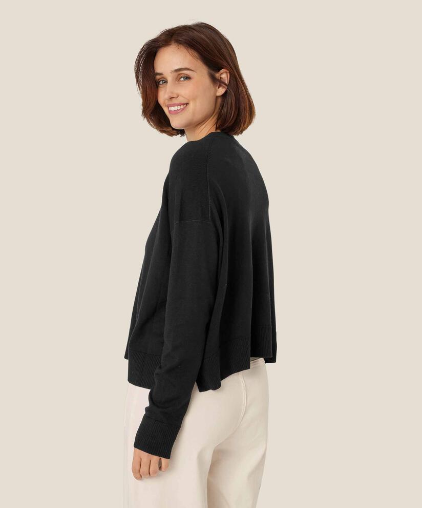 Feinstrick-top Mit Gerippten Kanten, Black