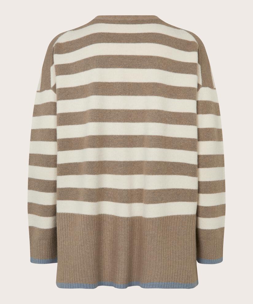 Gestreifter Cardigan mit Rippdetails, Mink/ash/whc
