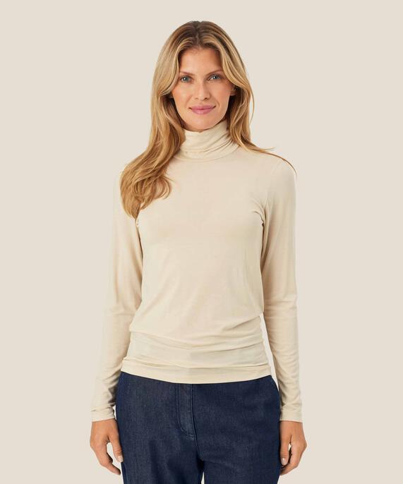 Rollkragenbluse Aus Weichem Jersey, Fog