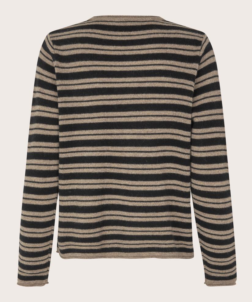 Gestreifter Cardigan mit Kaschmir-Touch, Black/dijon
