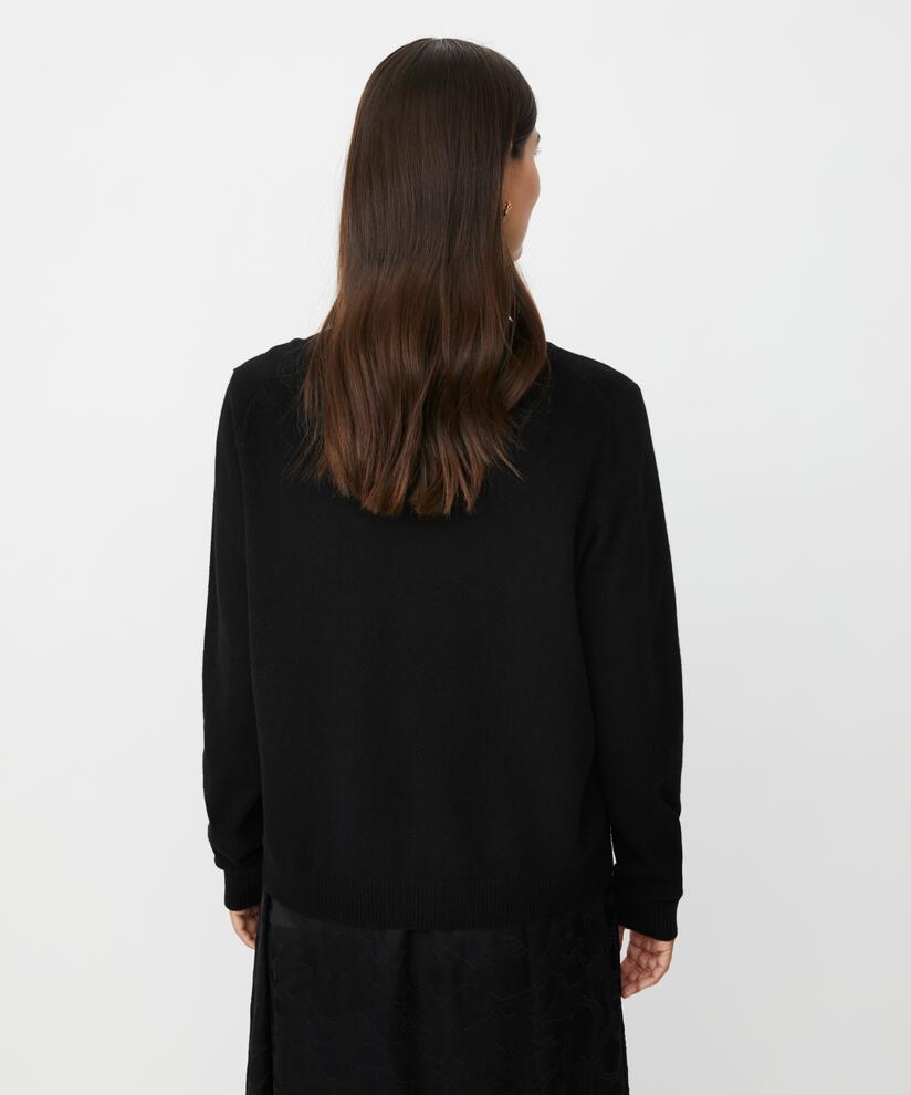 Rundhals-Cardigan aus Wollmischung, Black