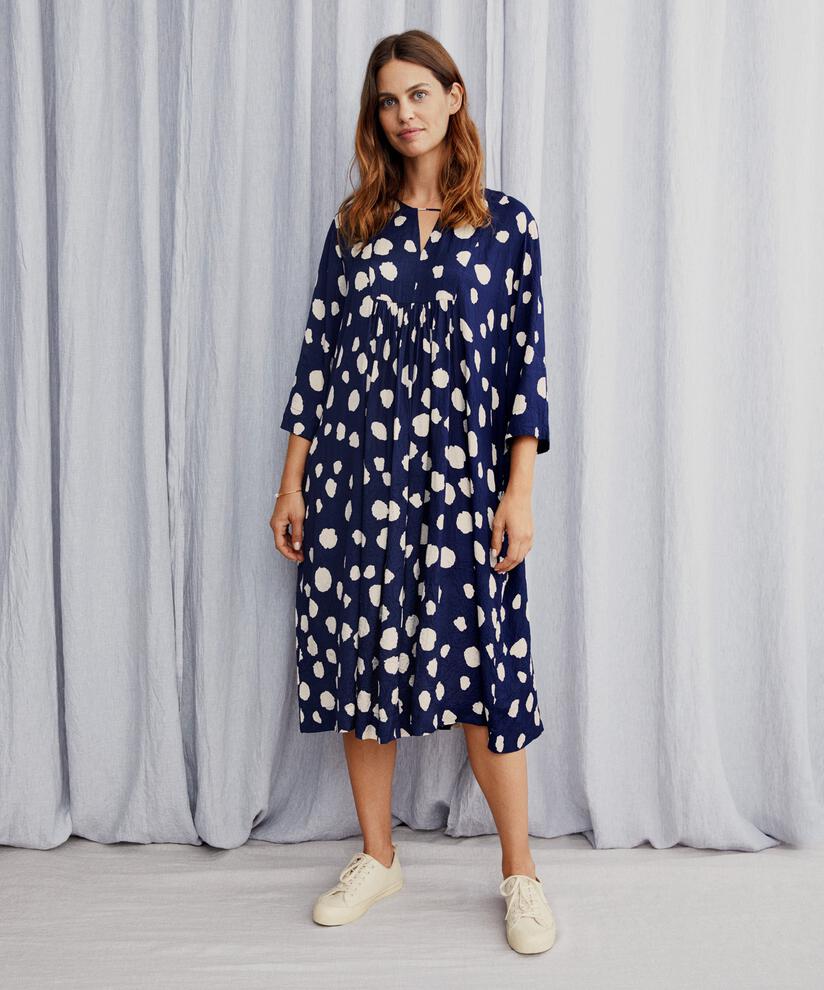 Viskosekleid Mit Dreviertelärmeln, Maritime Blue