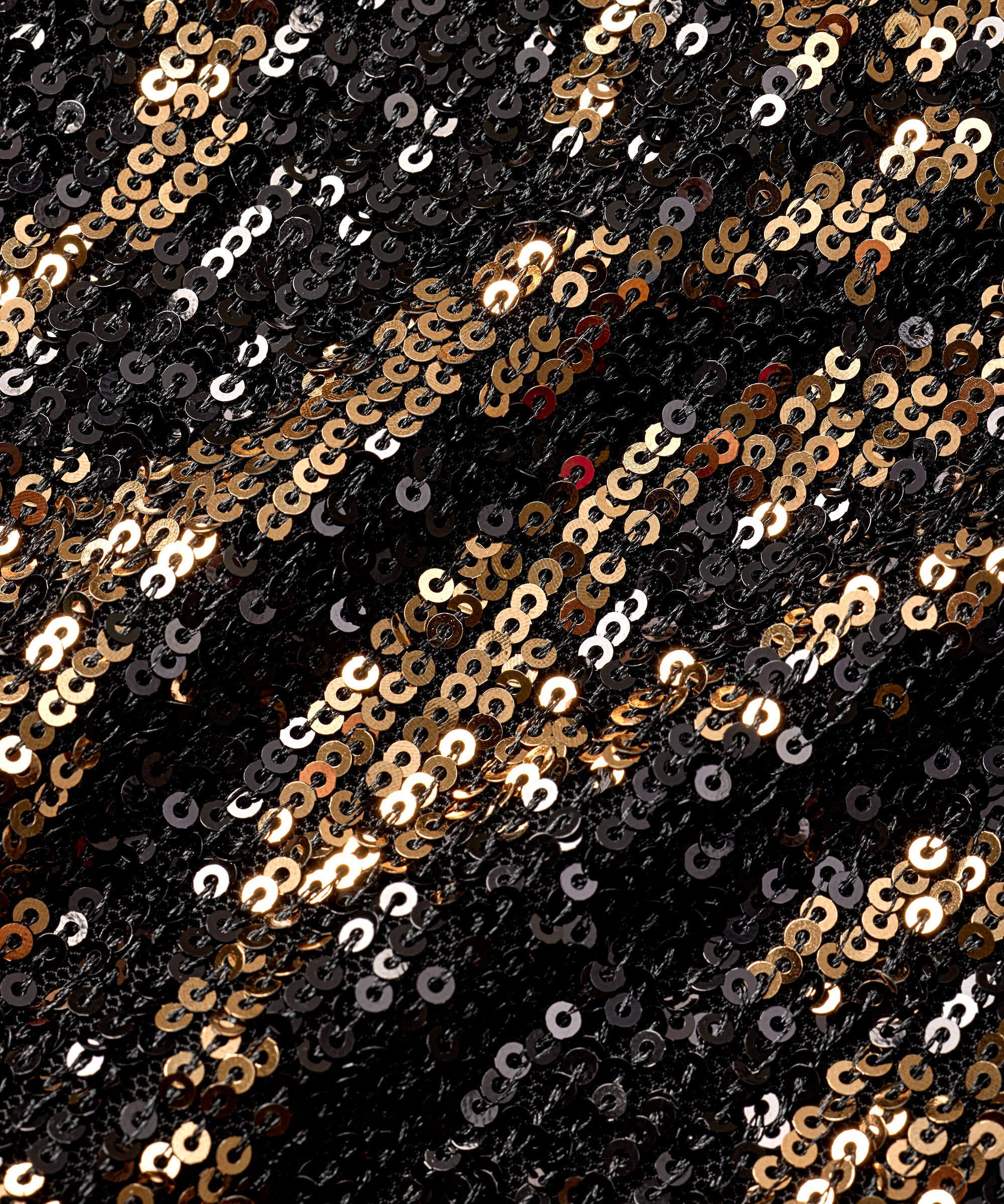 Paillettenhose mit Gummizug und verstecktem Reißverschluss, Black