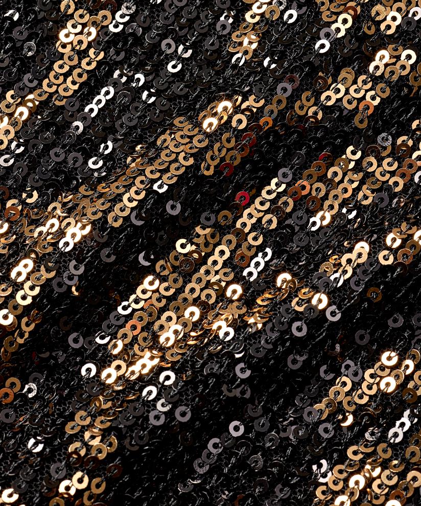 Paillettenhose mit Gummizug und verstecktem Reißverschluss, Black