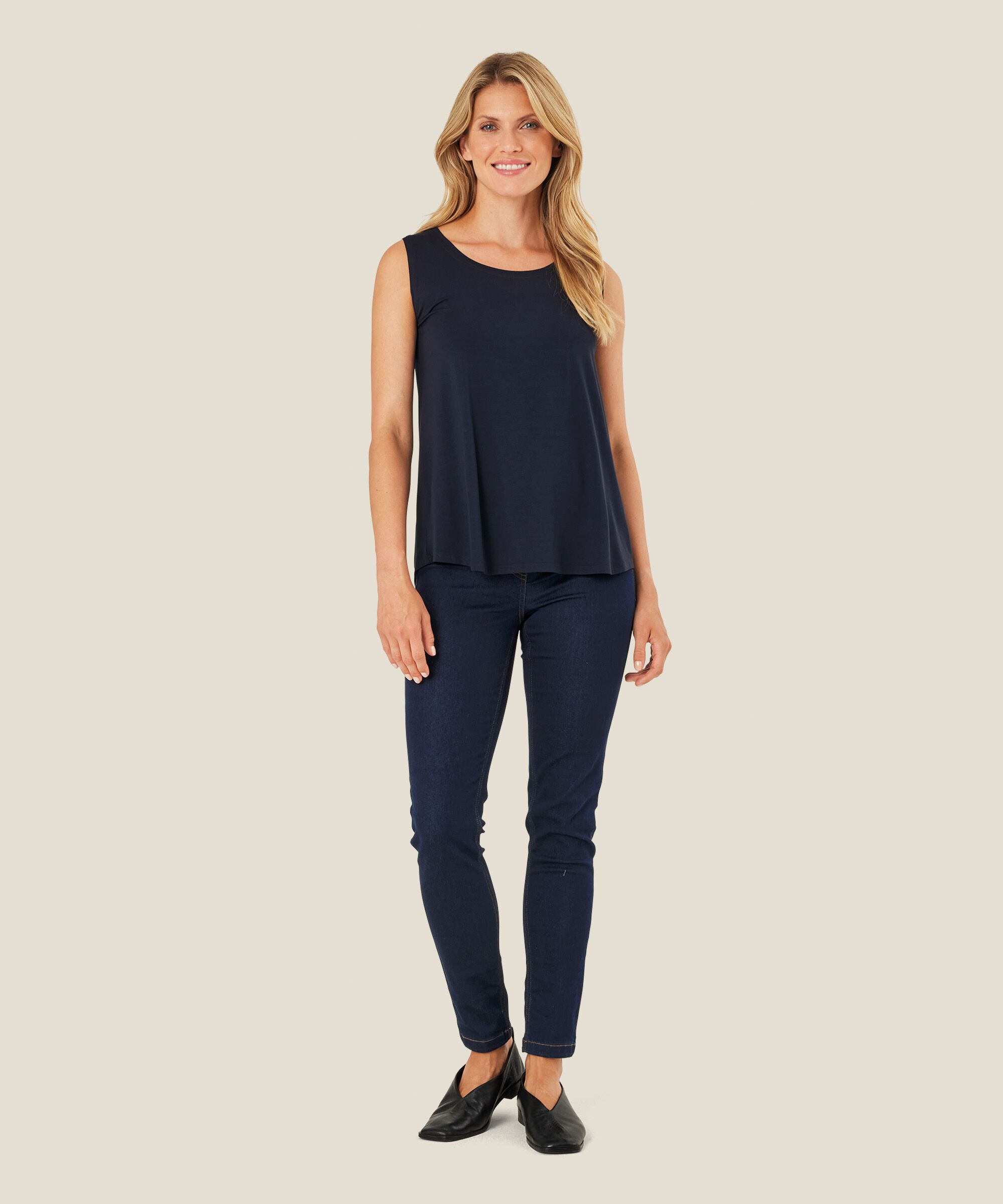 Ärmelloses Jersey-top, Navy