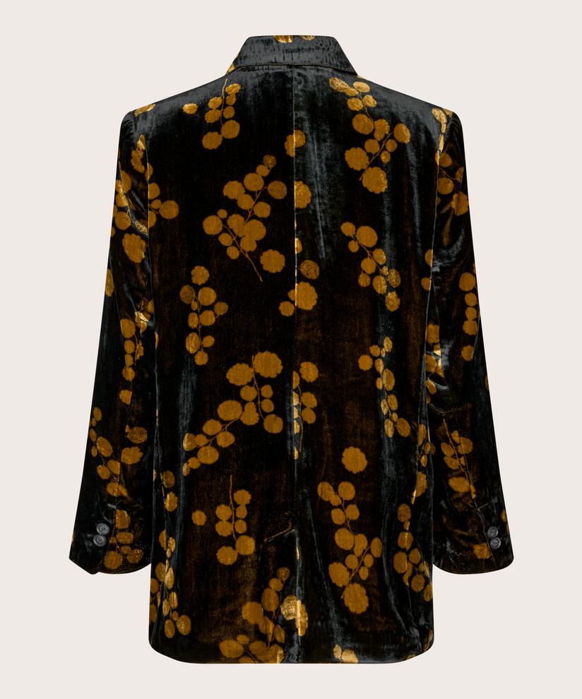 bedruckter Veloursblazer mit Knopfverschluss, Rubber