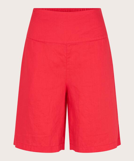 Leinenshorts Mit Gesmoktem Gummizug Hinten, Hibiscus