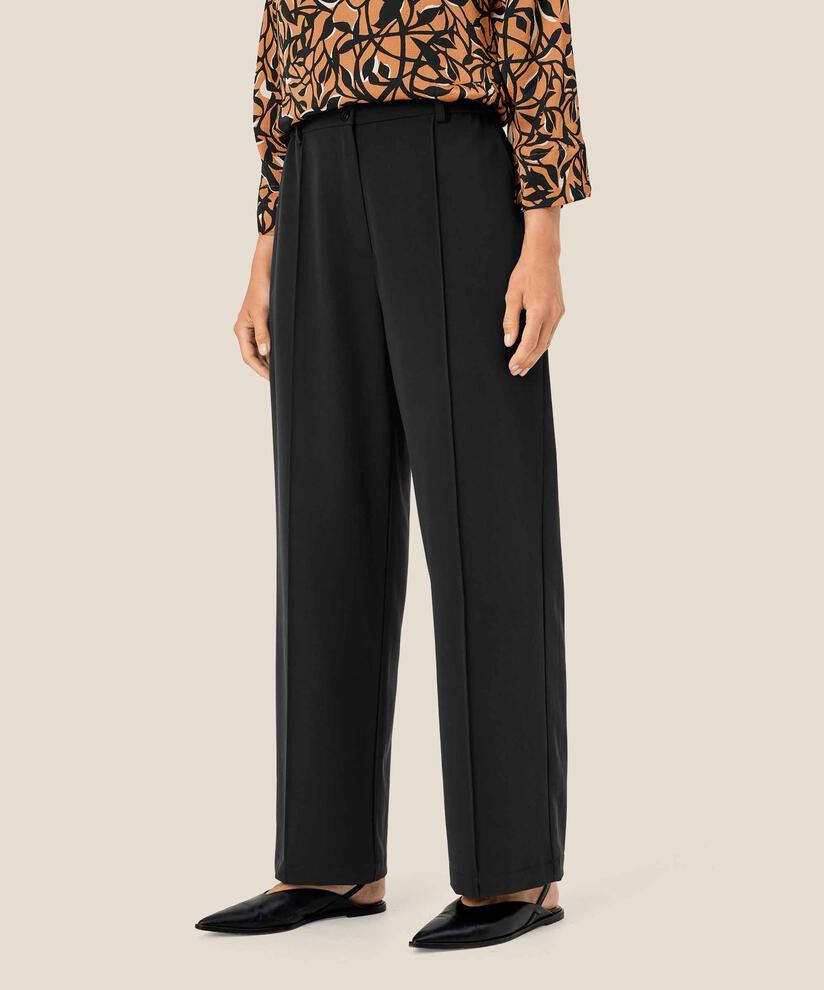 klassische Hose mit aufgenähten Bügelfalten, Black
