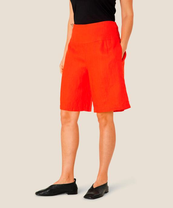 Leinenshorts Mit Gesmoktem Gummizug Hinten, Orange com