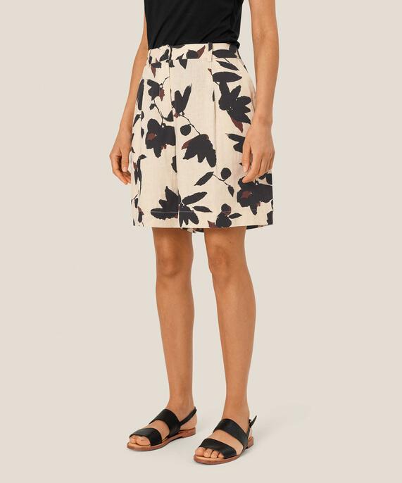 Shorts aus Leinenmischung mit Gummizug auf der Rückseite, Chestnut