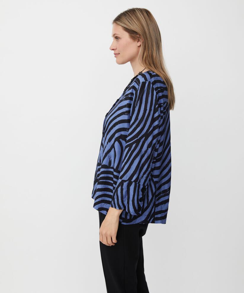 Viskosebluse mit Wickeleffekt und dekorativen Knöpfen, Bijou Blue