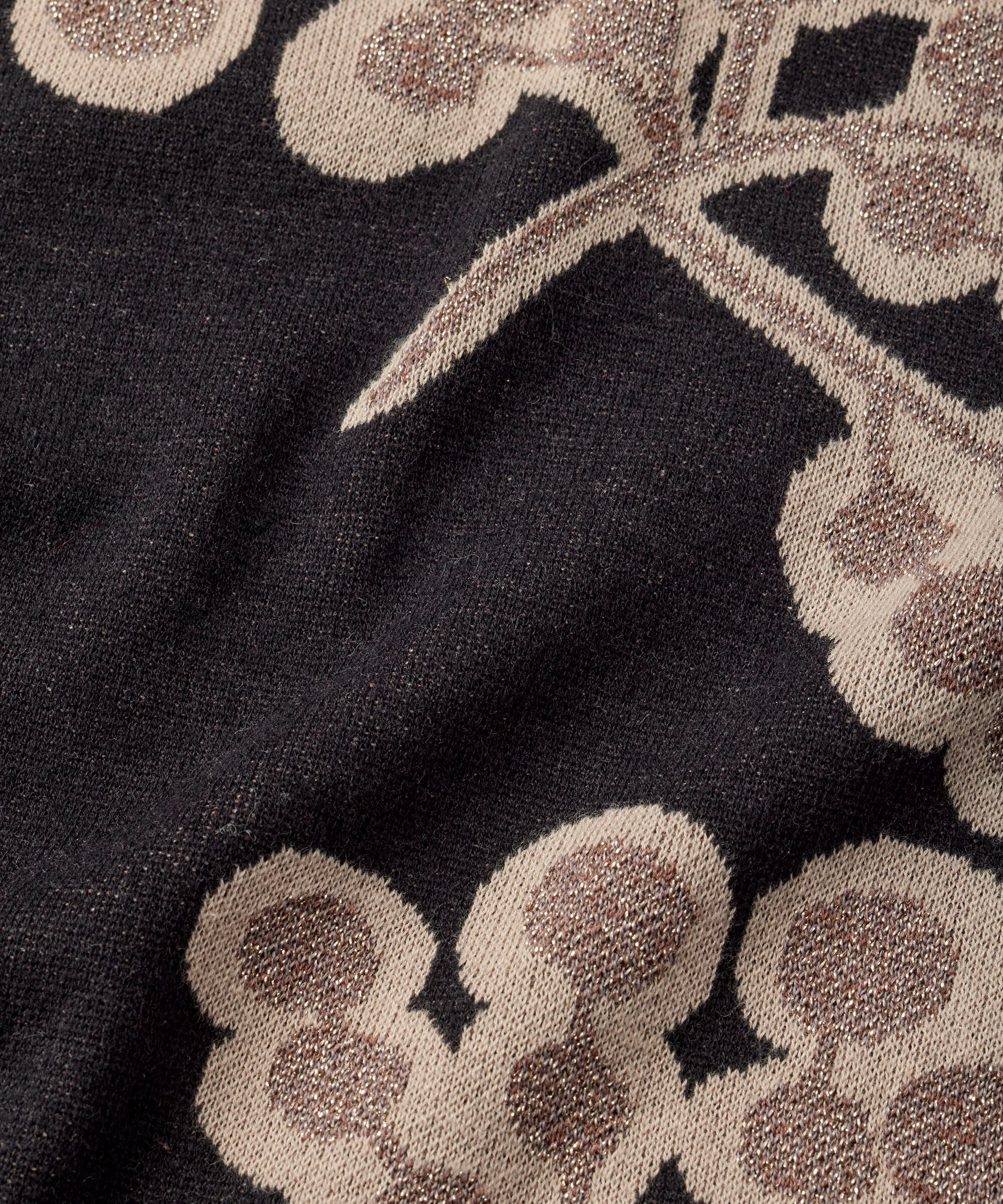 Offener Cardigan mit Blumendruck, Black