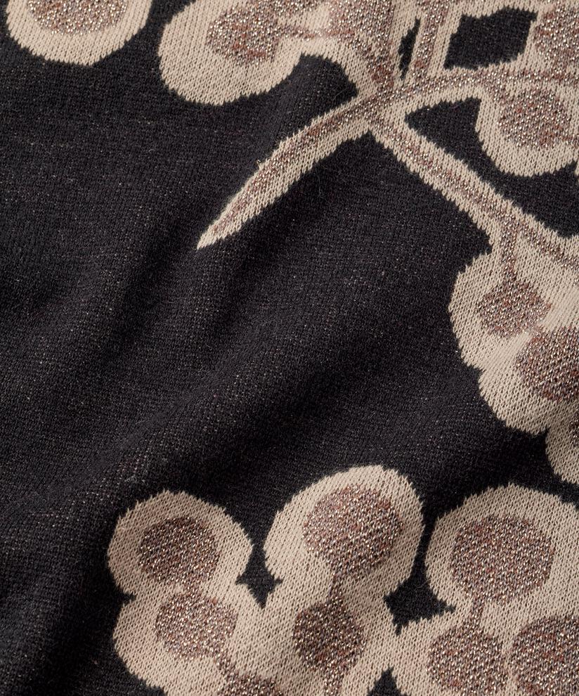 Offener Cardigan mit Blumendruck, Black