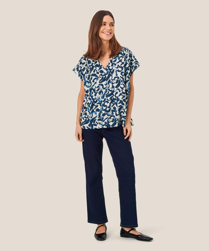 gemusterte Bluse aus Viskose, Ultramarine