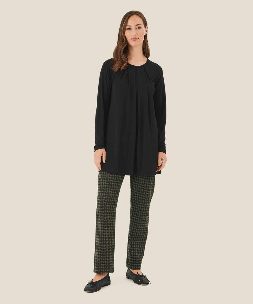 Jersey-Tunika mit kleinen Falten, Black