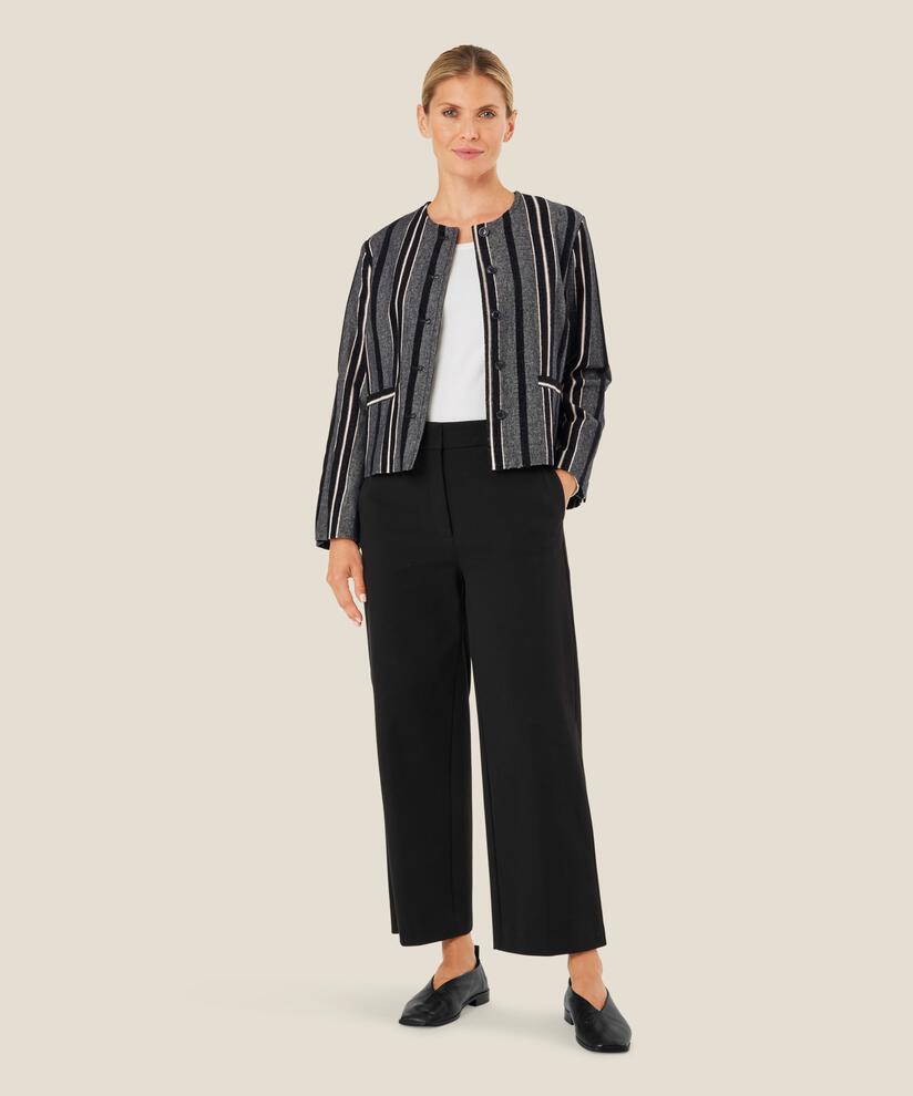 kurze gestreifte Jacke mit Futter, Black