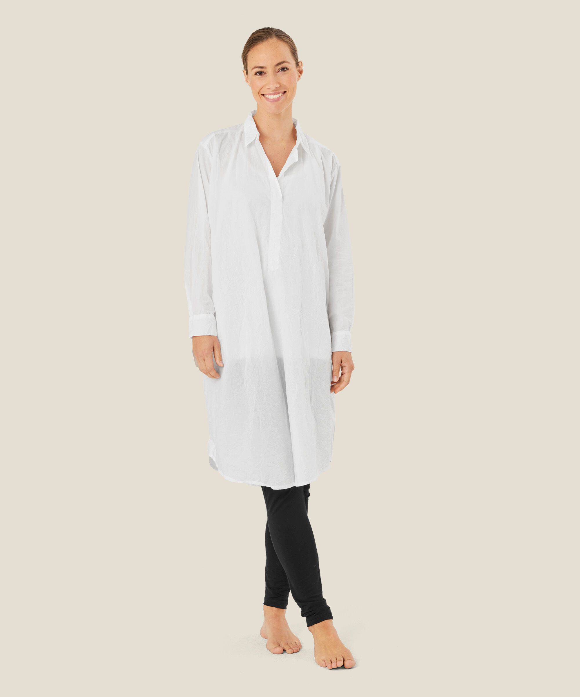 Hemdblusenkleid in Baumwollqualität, White