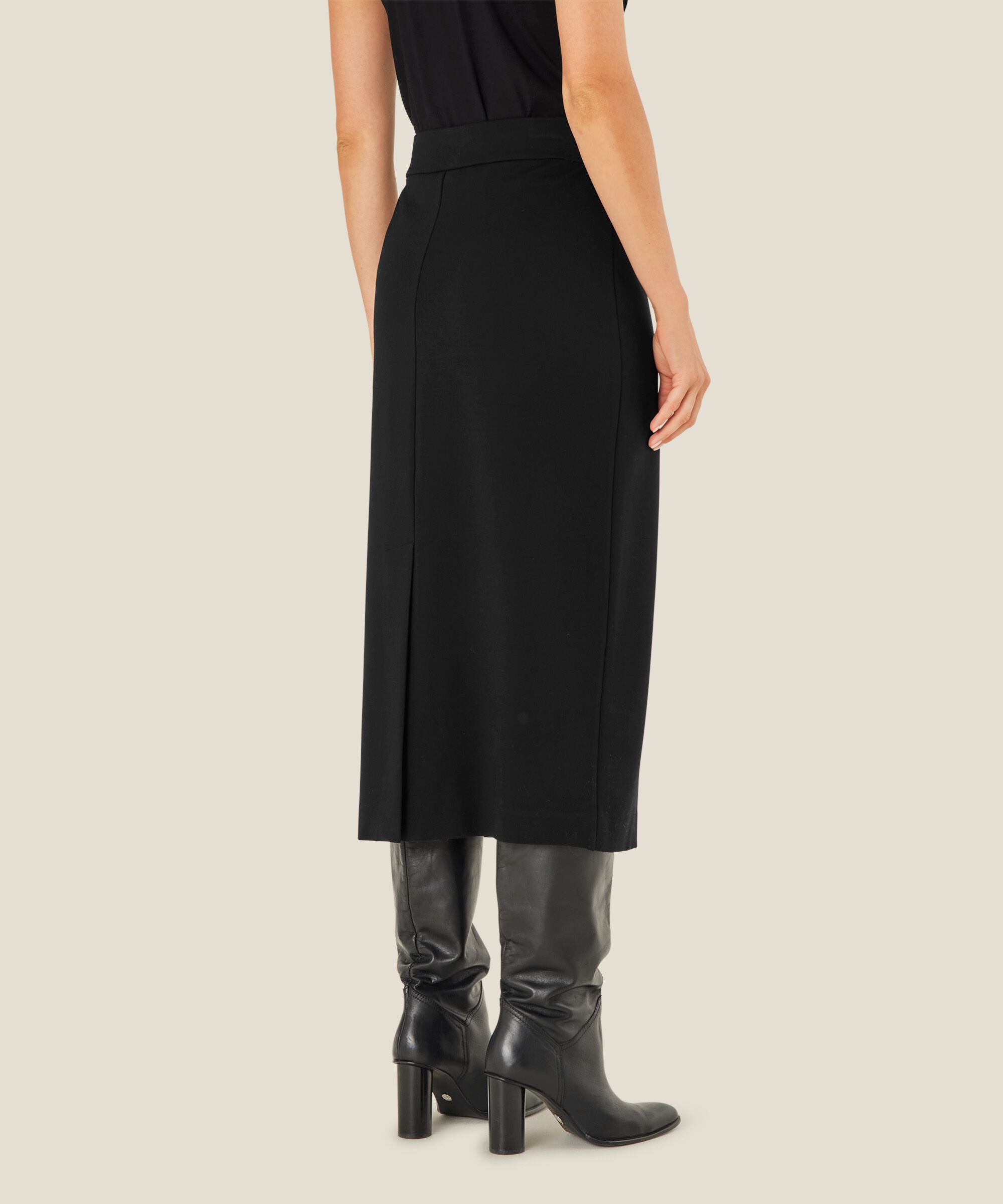 Bleistiftrock aus Jersey mit Schlitz hinten, Black