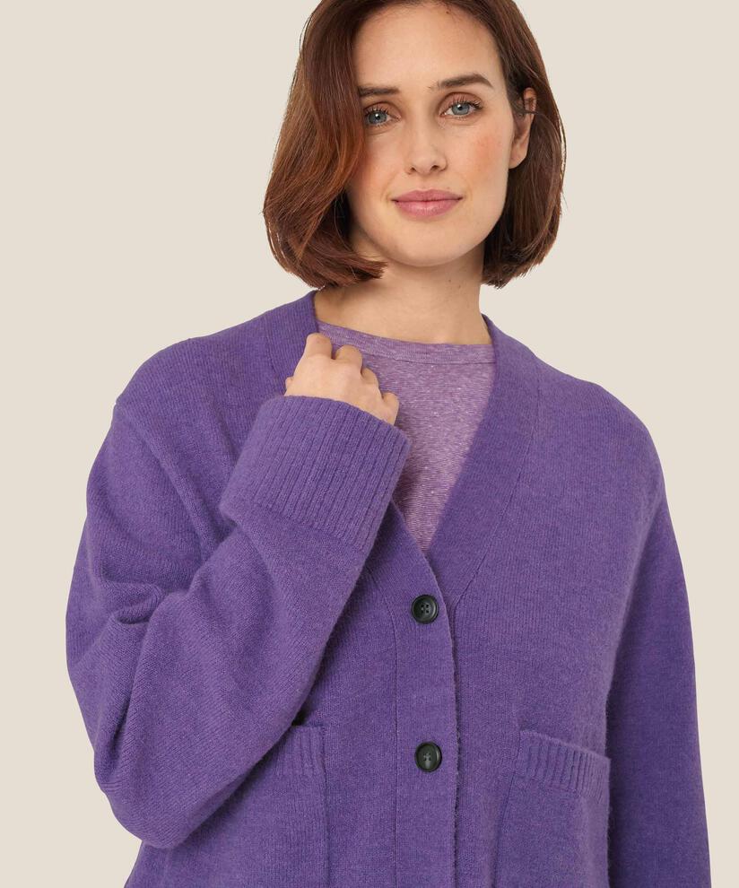 klassischer Cardigan aus Wollmischung, Meadow Violet