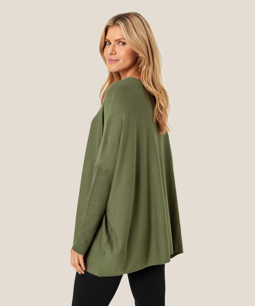 Oversize-pullover Mit Schmalen Ärmeln, D. Lichen Green