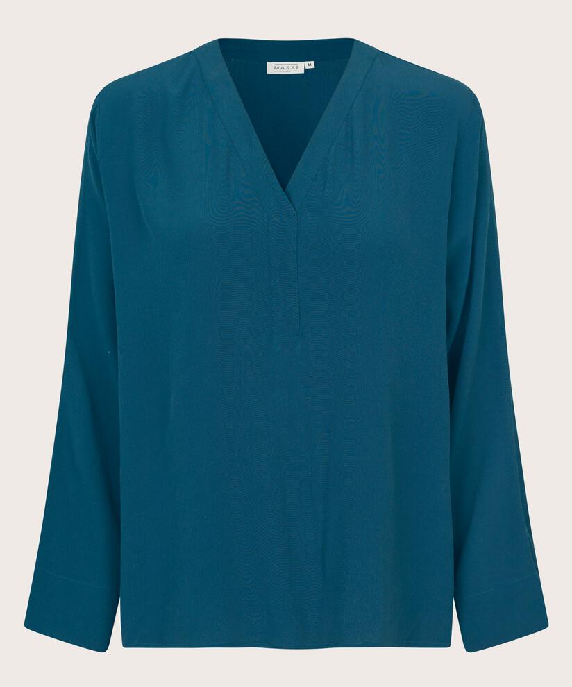 Viskosebluse Mit V-ausschnitt, Reflect Pond