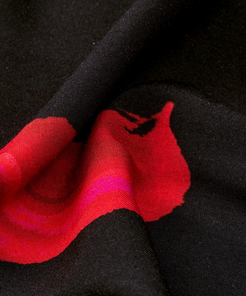 Bedruckte Viskose-Tunika mit Knöpfen am Hals, Haute Red