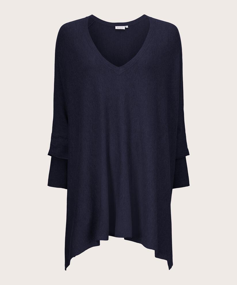 Oversize-Strickpullover mit schmalen Ärmeln, Navy