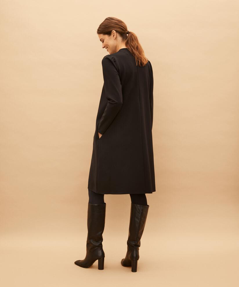 Jerseykleid mit Wickeleffekt und Drapierung, Black